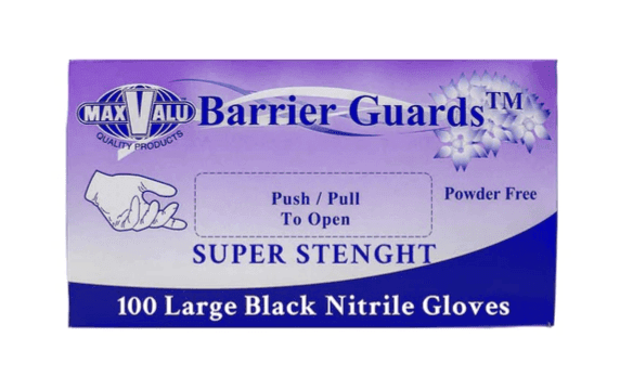 Maxpak Super Strength Black Gloves Powder Free